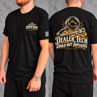 Dealer Tech black shirt front and back