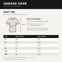 Garage Gear soft tee size chart