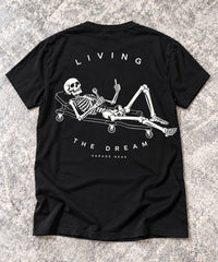 Living the Dream T-Shirt | Funny Blue Collar Work Shirt | Garage Gear — Black back