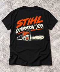 STIHL Outworkin’ You Chainsaw Graphic T-Shirt — Black back