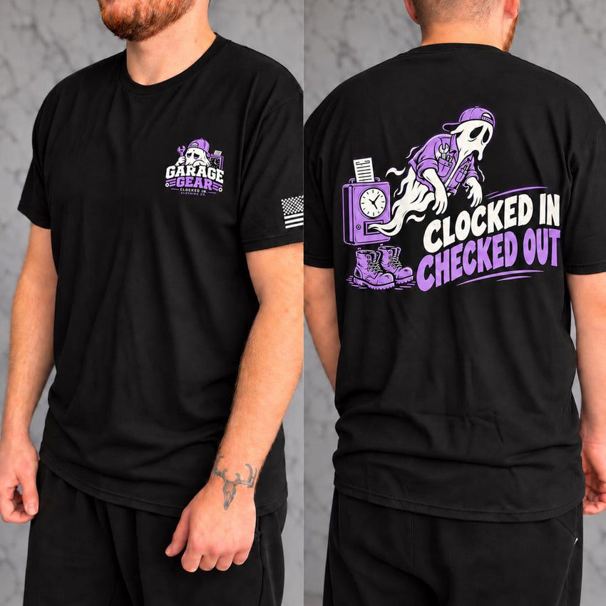 Clocked In Checked Out shirt photo 4